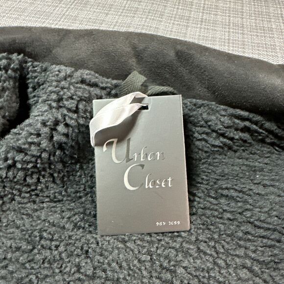 Faux Suede Jacket Womens Large Black Fleece Arms and Lining‎ Snap Up Cropped New - Picture 7 of 13